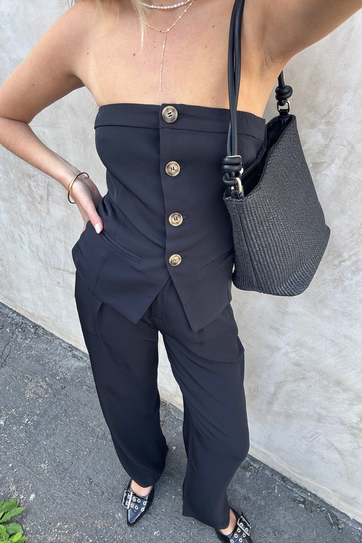 KEEN THE LABEL Grainge Buttoned Strapless Top-The Shop Laguna Beach