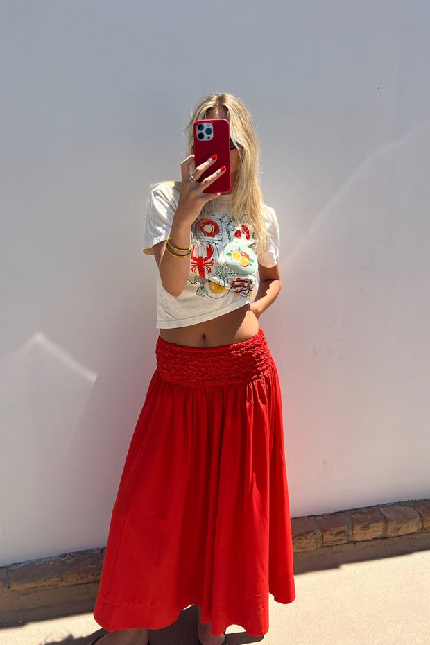 KEEN THE LABEL Calla Smocked Midi Skirt-The Shop Laguna Beach