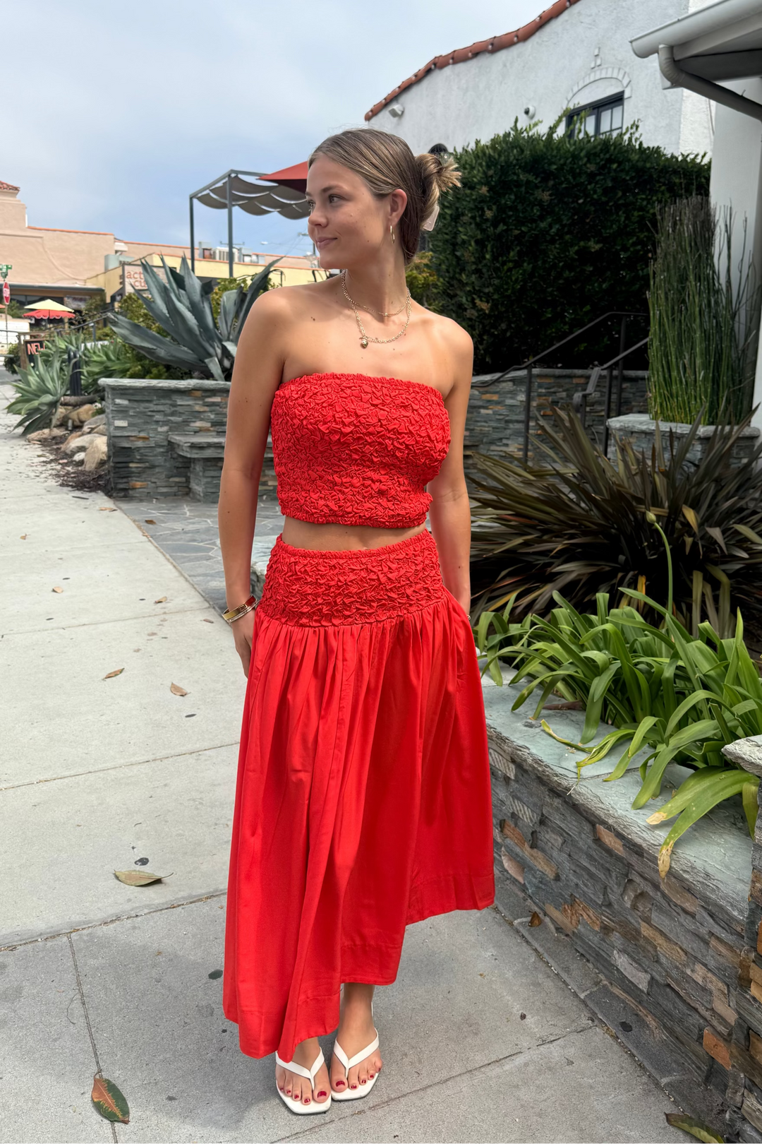 KEEN THE LABEL Calla Smocked Midi Skirt-The Shop Laguna Beach