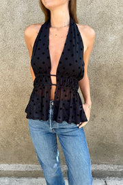 KEEN THE LABEL Teddie Polka Dot Halter Top-The Shop Laguna Beach
