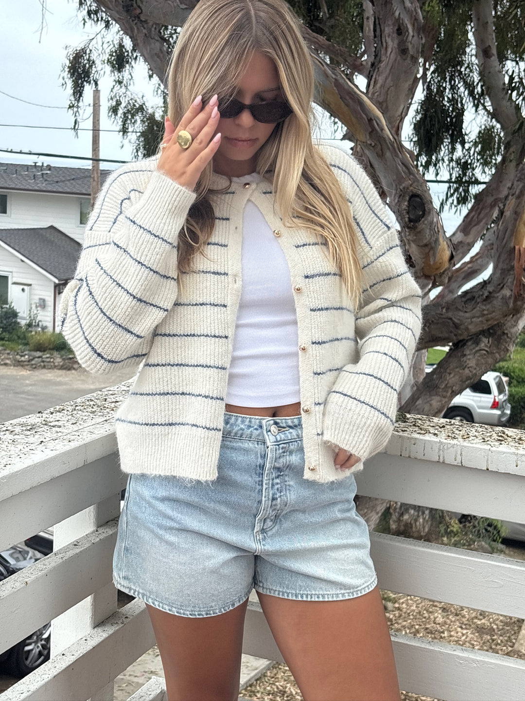 KEEN THE LABEL Port Striped Cardigan Sweater-The Shop Laguna Beach