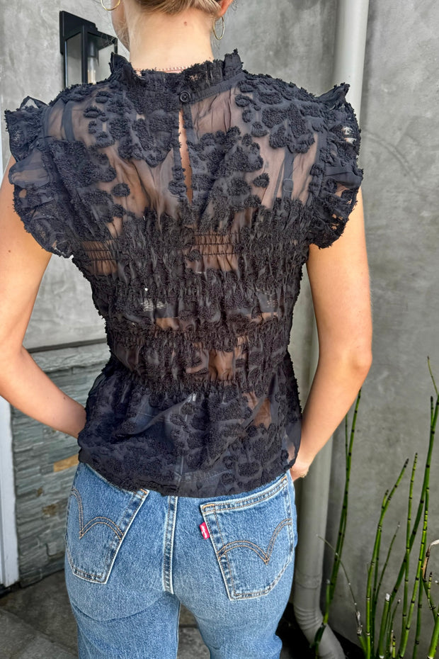 KEEN THE LABEL Vail Sheer Lace Mock Neck Tank-The Shop Laguna Beach