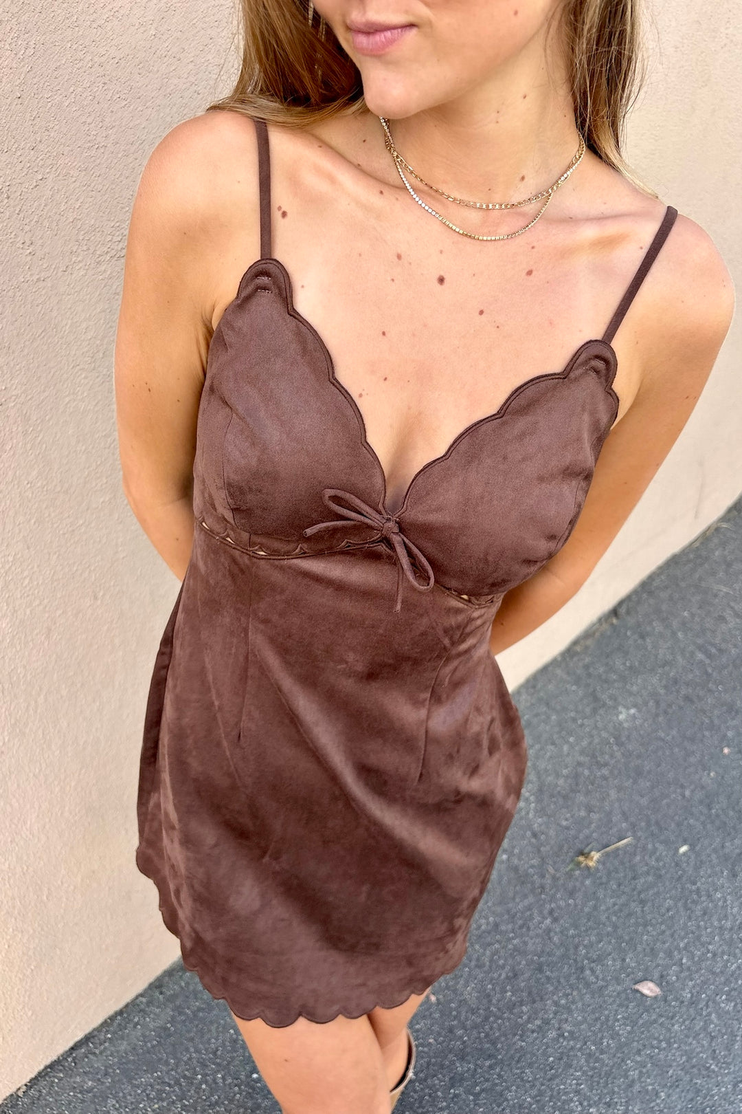 KEEN THE LABEL Laney Suede Mini Dress-The Shop Laguna Beach