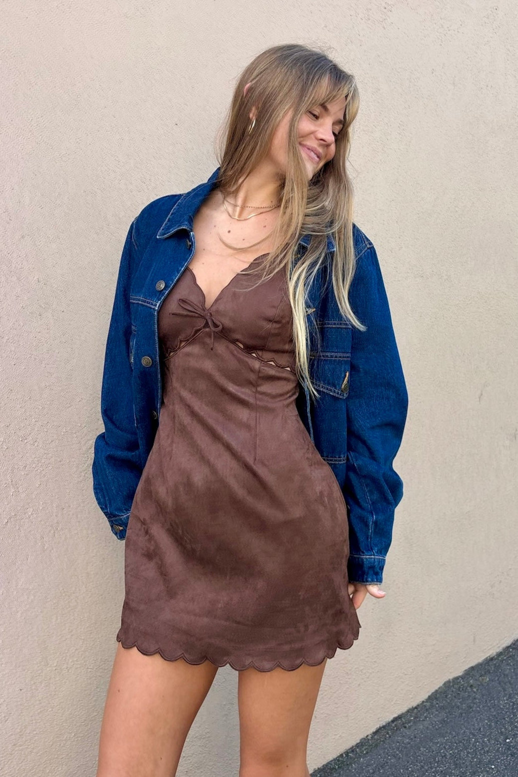 KEEN THE LABEL Laney Suede Mini Dress-The Shop Laguna Beach