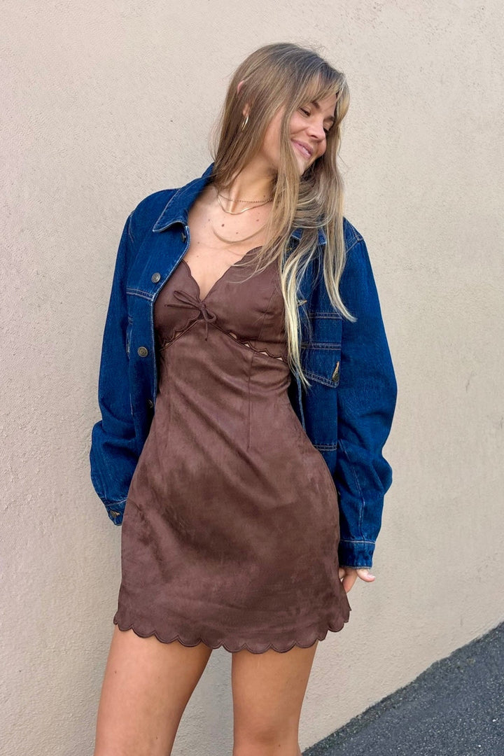 KEEN THE LABEL Laney Suede Mini Dress-The Shop Laguna Beach