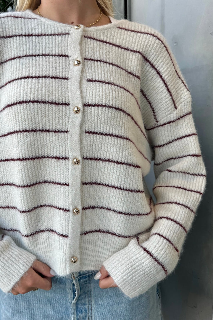KEEN THE LABEL Port Striped Cardigan Sweater-The Shop Laguna Beach