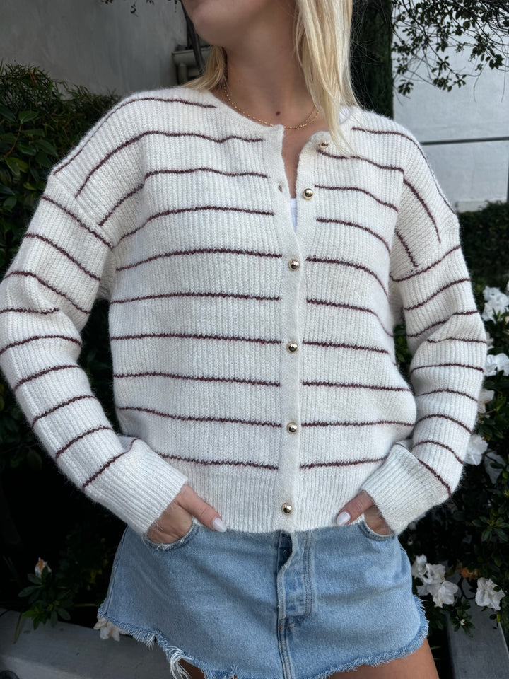 KEEN THE LABEL Port Striped Cardigan Sweater-The Shop Laguna Beach
