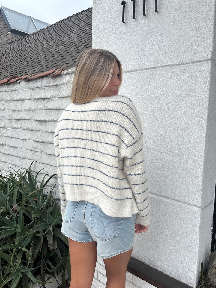 KEEN THE LABEL Port Striped Cardigan Sweater-The Shop Laguna Beach