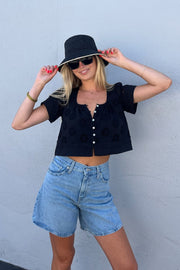 KEEN THE LABEL Effie Embroidered Eyelet Top-The Shop Laguna Beach