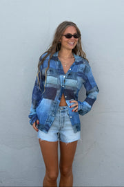 SUMMER AWAY Zinia Patchwork Shirt-The Shop Laguna Beach