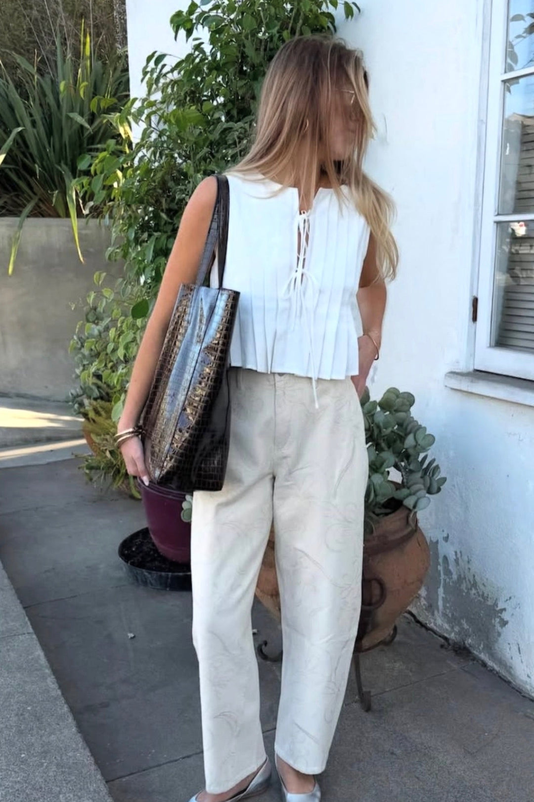 KEEN THE LABEL Cambria Pleated Linen Tank-The Shop Laguna Beach