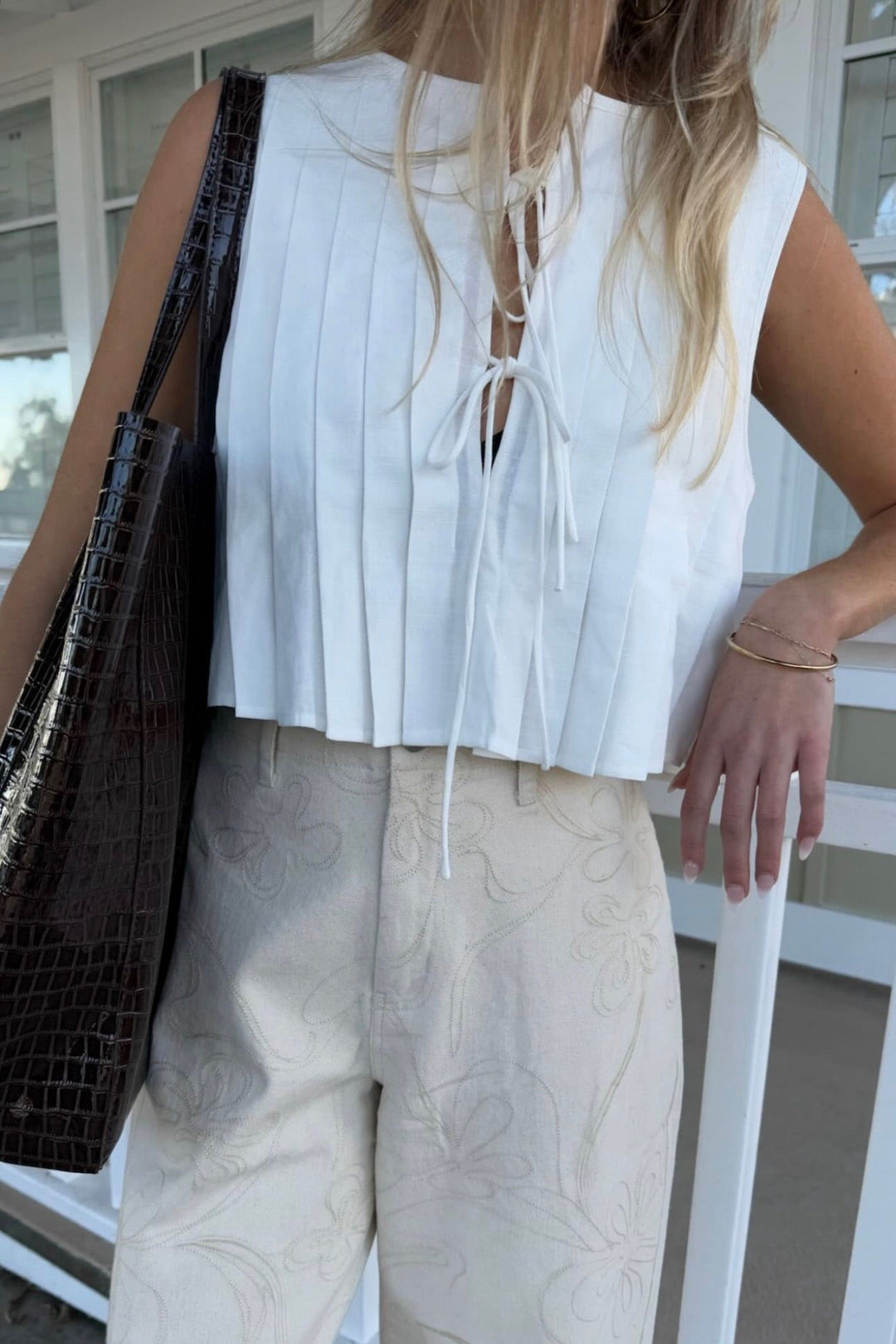KEEN THE LABEL Cambria Pleated Linen Tank-The Shop Laguna Beach