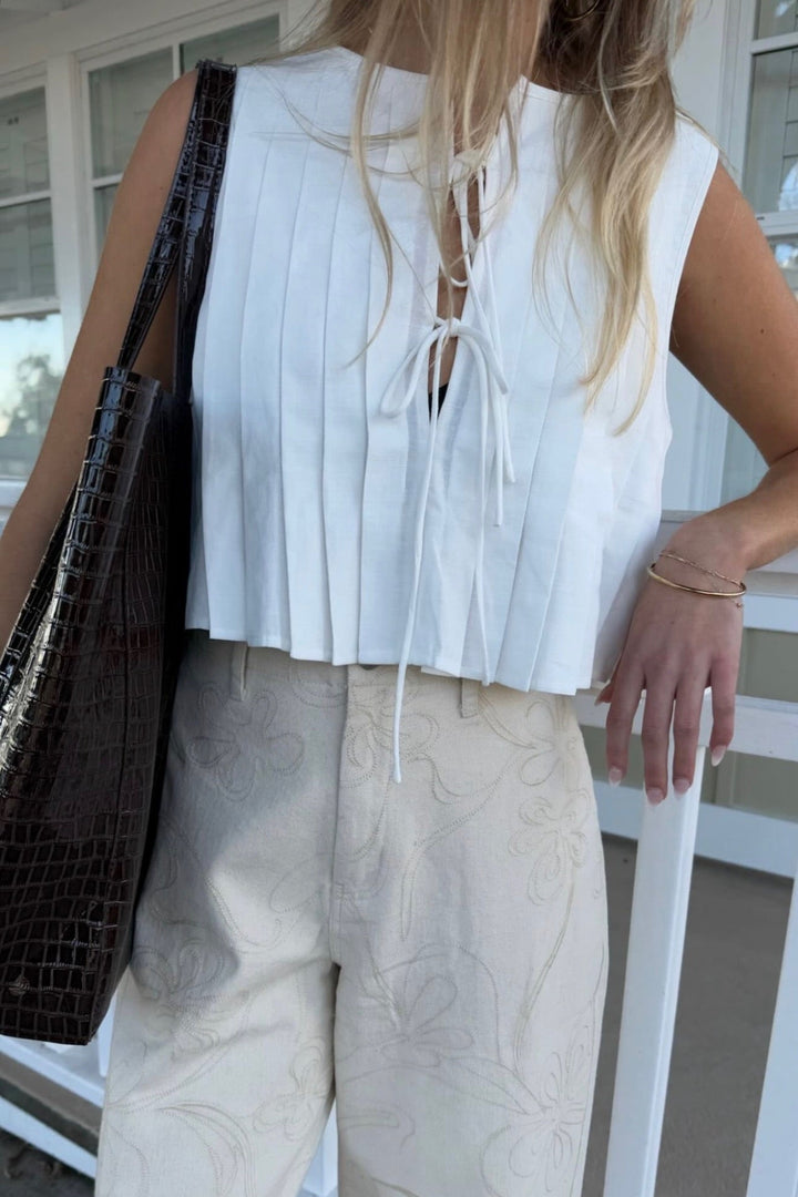 KEEN THE LABEL Cambria Pleated Linen Tank-The Shop Laguna Beach