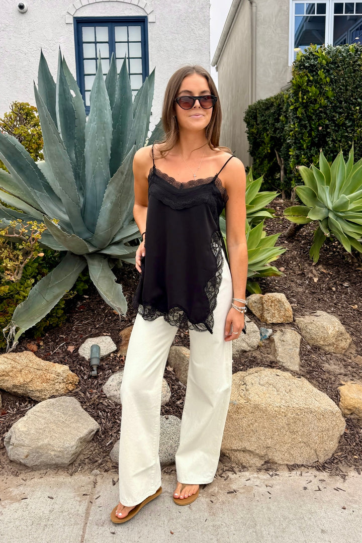 KEEN THE LABEL Lilah Side-Slit Lace Cami-The Shop Laguna Beach