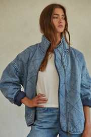 KEEN THE LABEL Theodora Denim Bomber Jacket-The Shop Laguna Beach