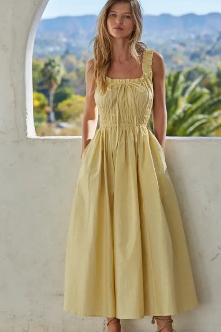 KEEN THE LABEL Cadia Smocked Midi Dress-The Shop Laguna Beach