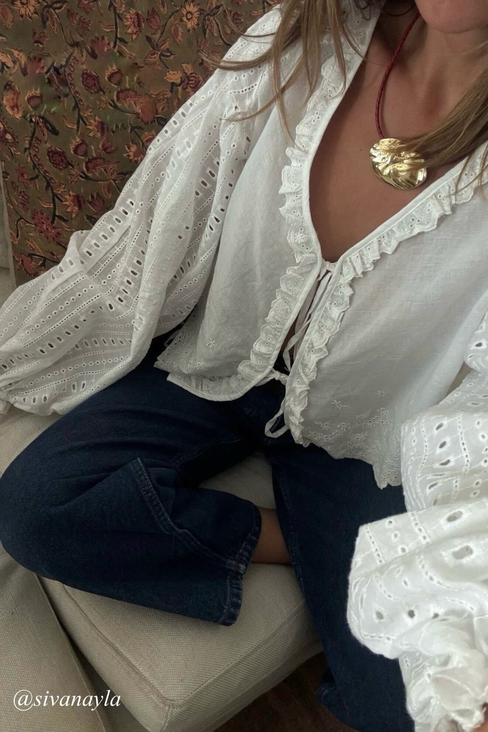 KEEN THE LABEL Hoku Embroidered Cotton Eyelet Top-The Shop Laguna Beach