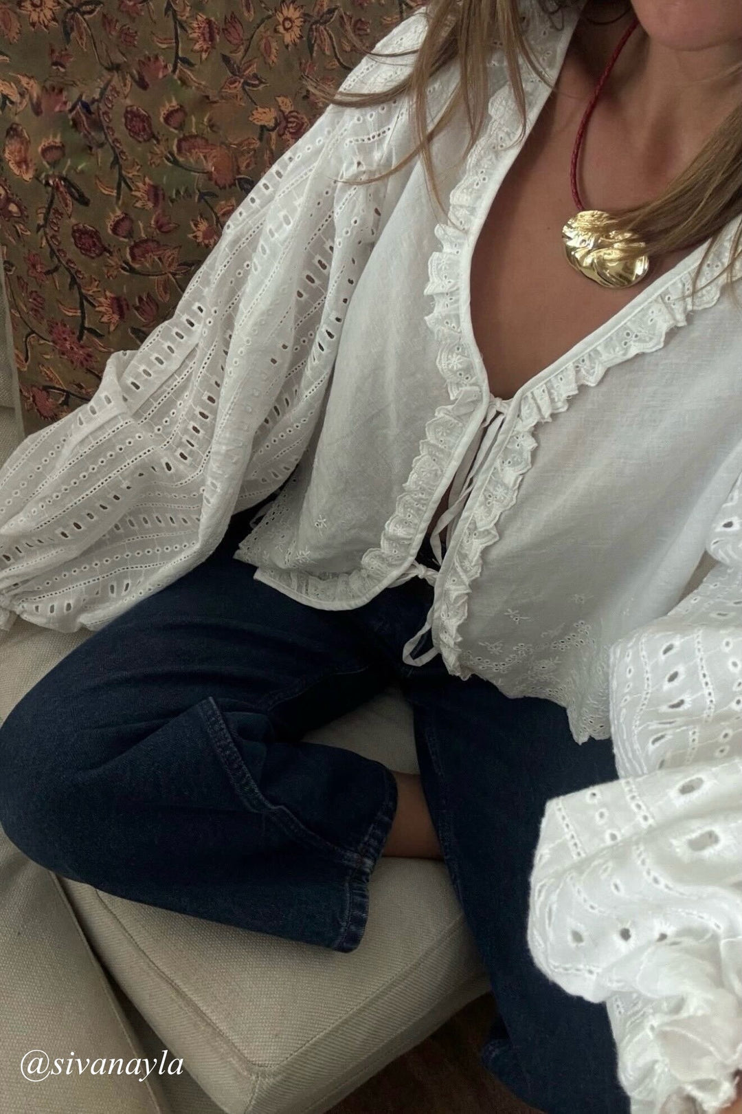 KEEN THE LABEL Hoku Embroidered Cotton Eyelet Top-The Shop Laguna Beach