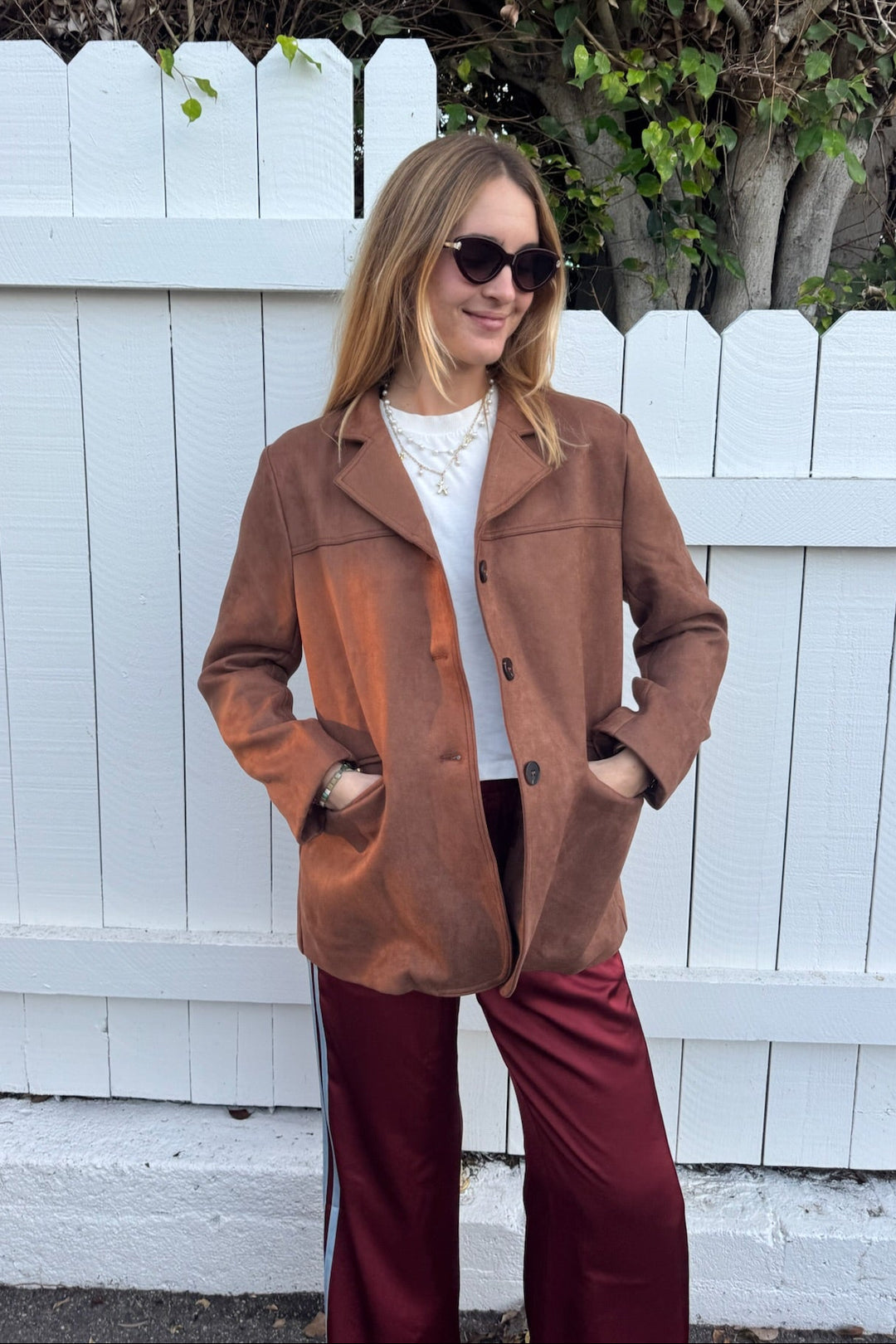 KEEN THE LABEL Harlowe Faux Suede Blazer-The Shop Laguna Beach