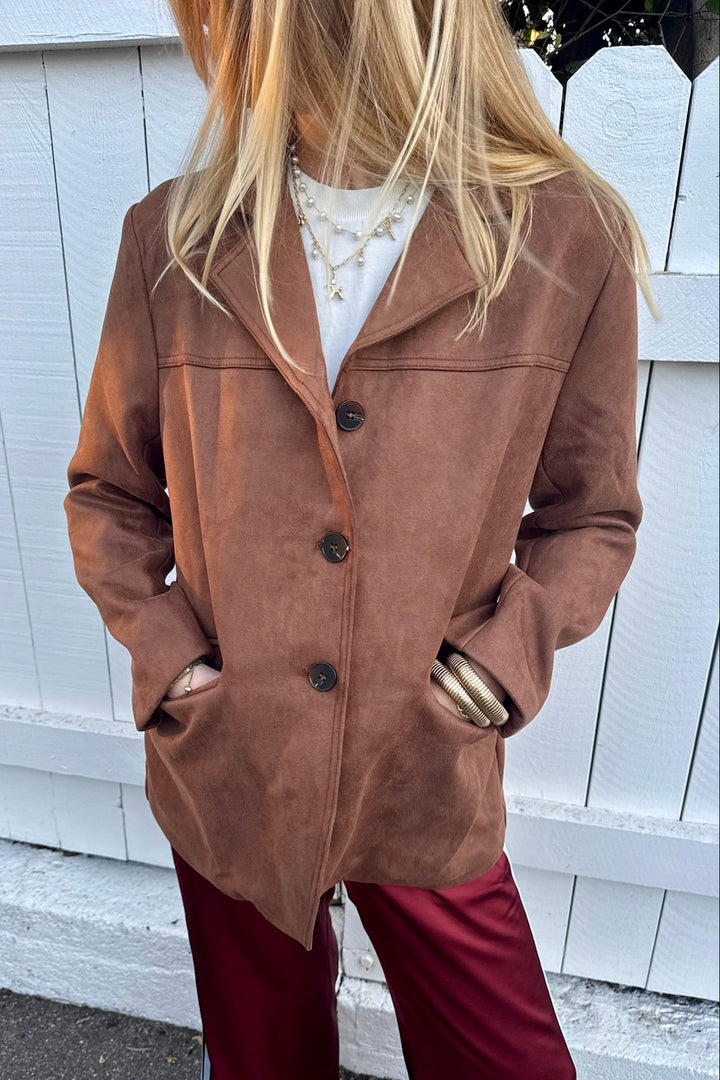KEEN THE LABEL Harlowe Faux Suede Blazer-The Shop Laguna Beach