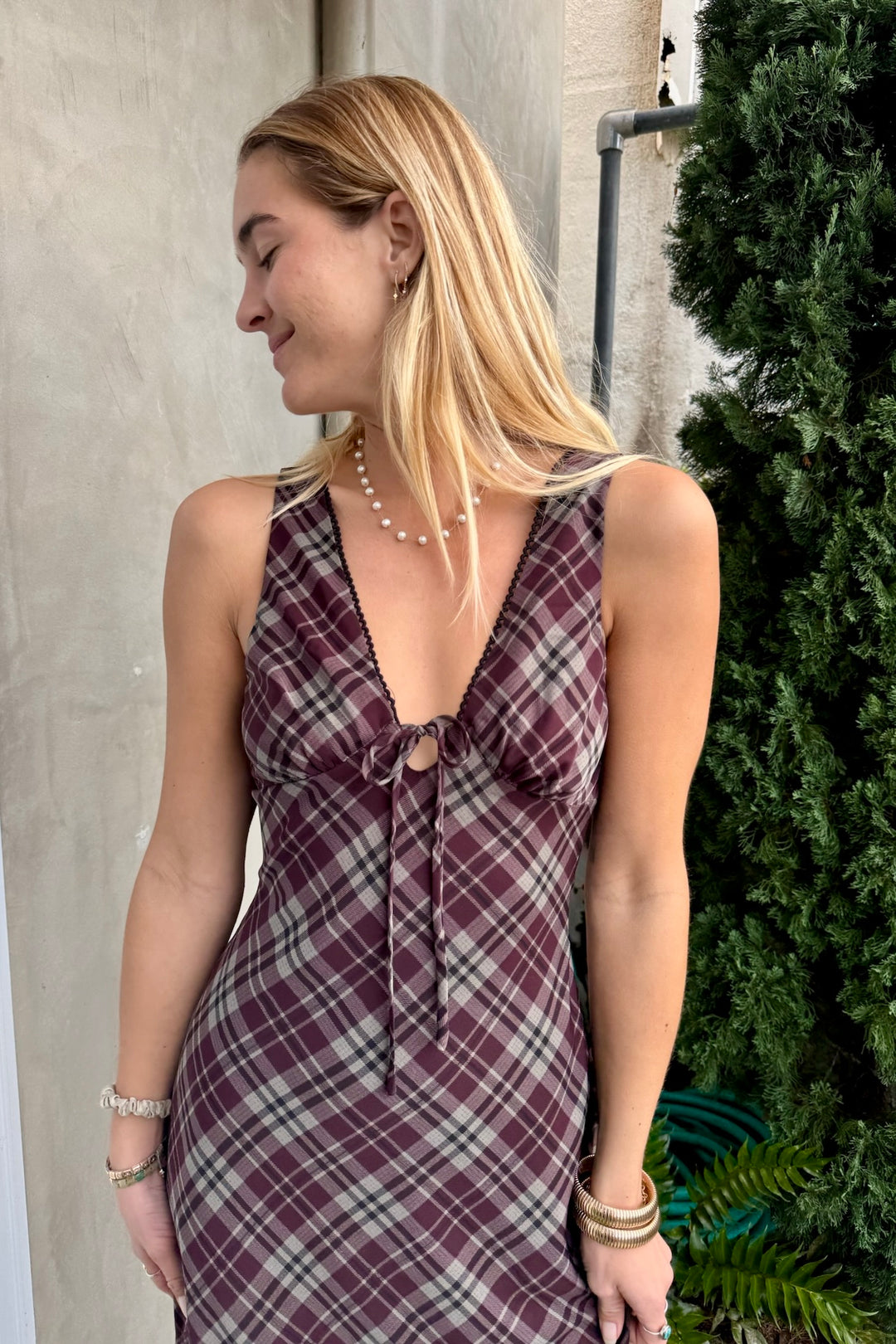 KEEN THE LABEL Kalina Plaid Maxi Dress-The Shop Laguna Beach