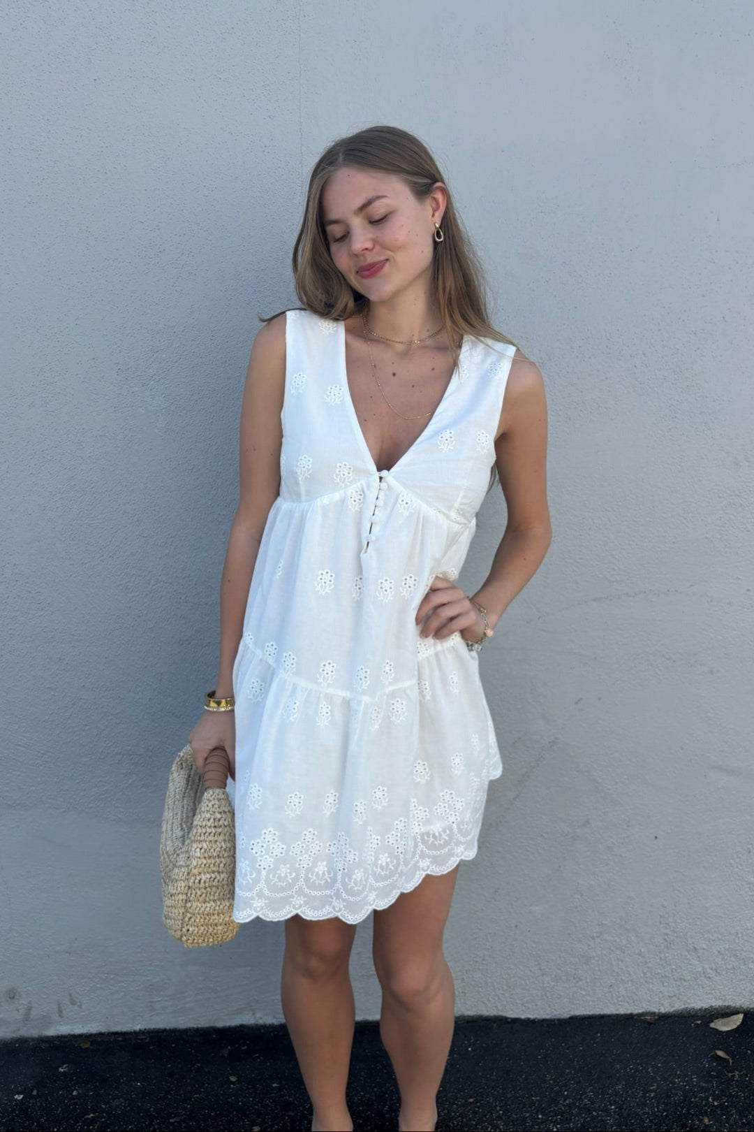 KEEN THE LABEL Piper Eyelet Tiered Mini Dress-The Shop Laguna Beach