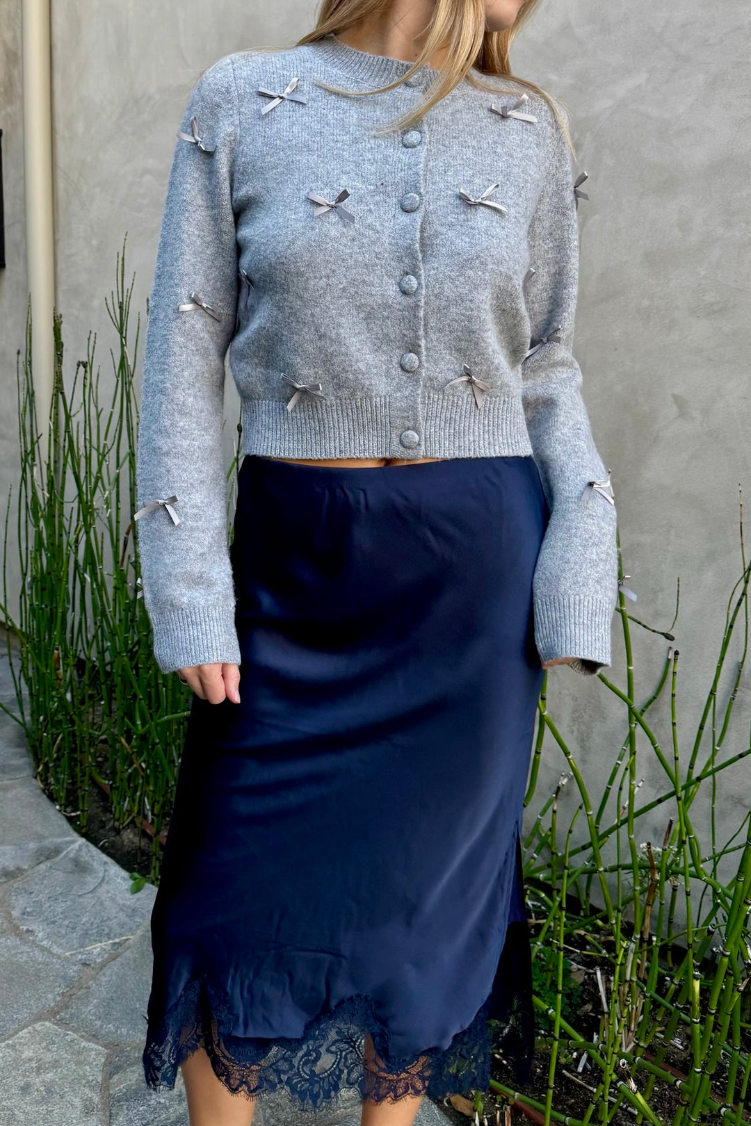 KEEN THE LABEL Geneva Lace-Trim Satin Skirt-The Shop Laguna Beach