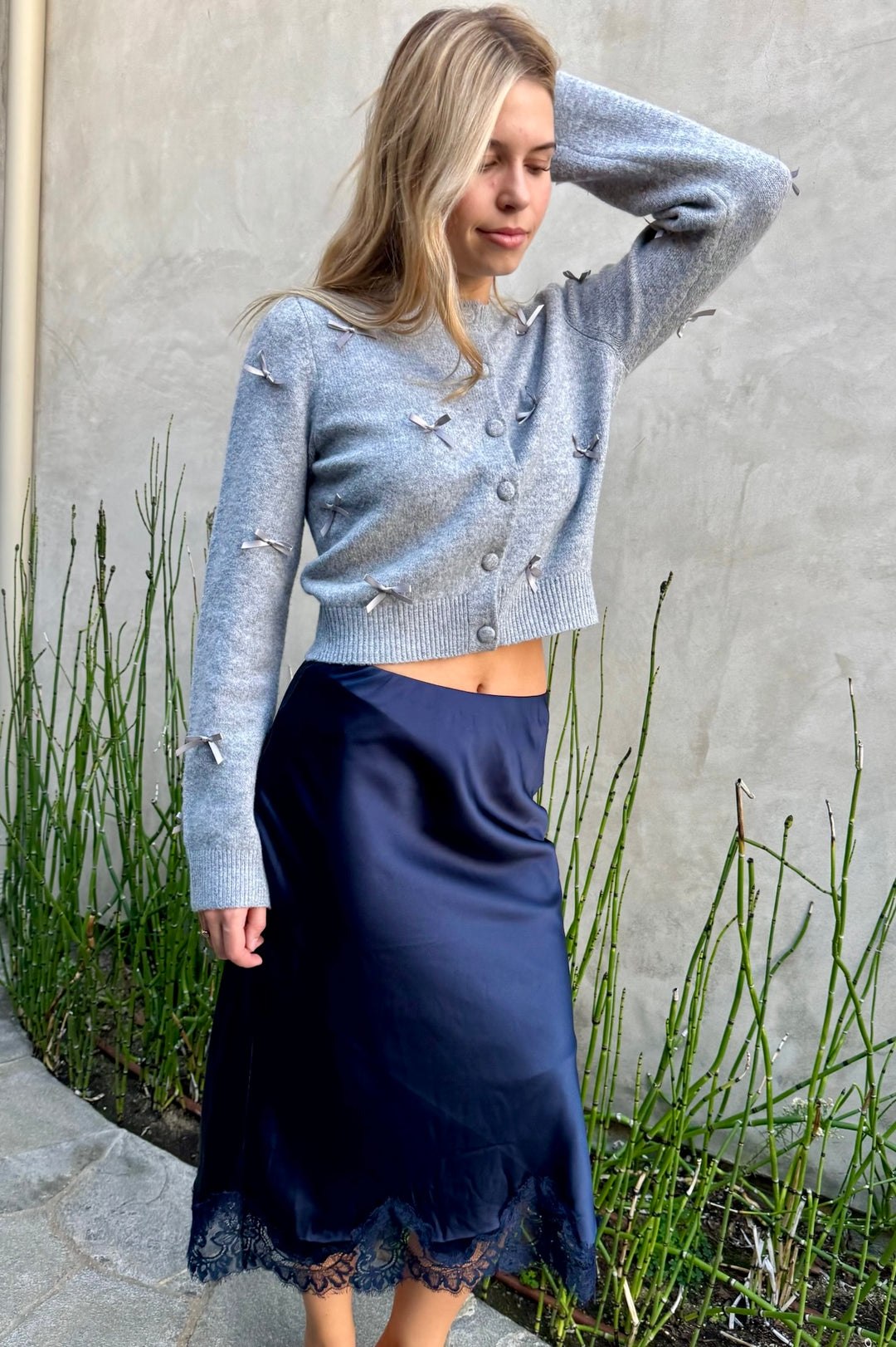 KEEN THE LABEL Geneva Lace-Trim Satin Skirt-The Shop Laguna Beach