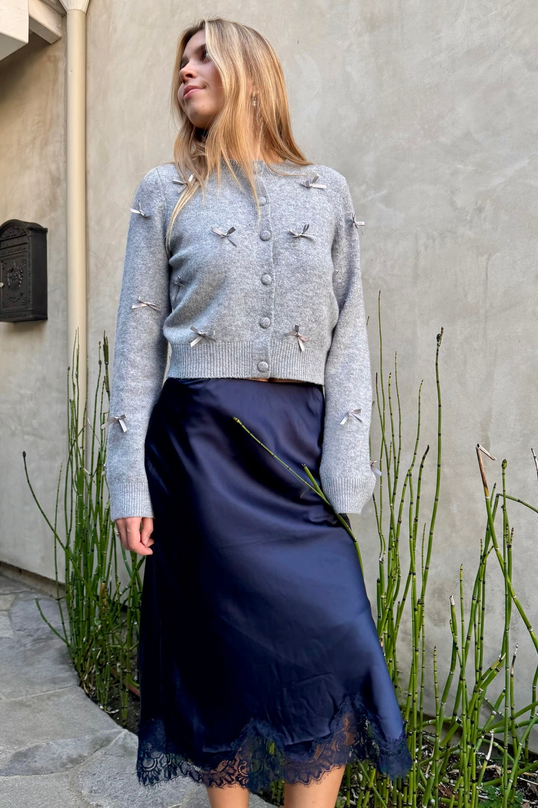 KEEN THE LABEL Geneva Lace-Trim Satin Skirt-The Shop Laguna Beach