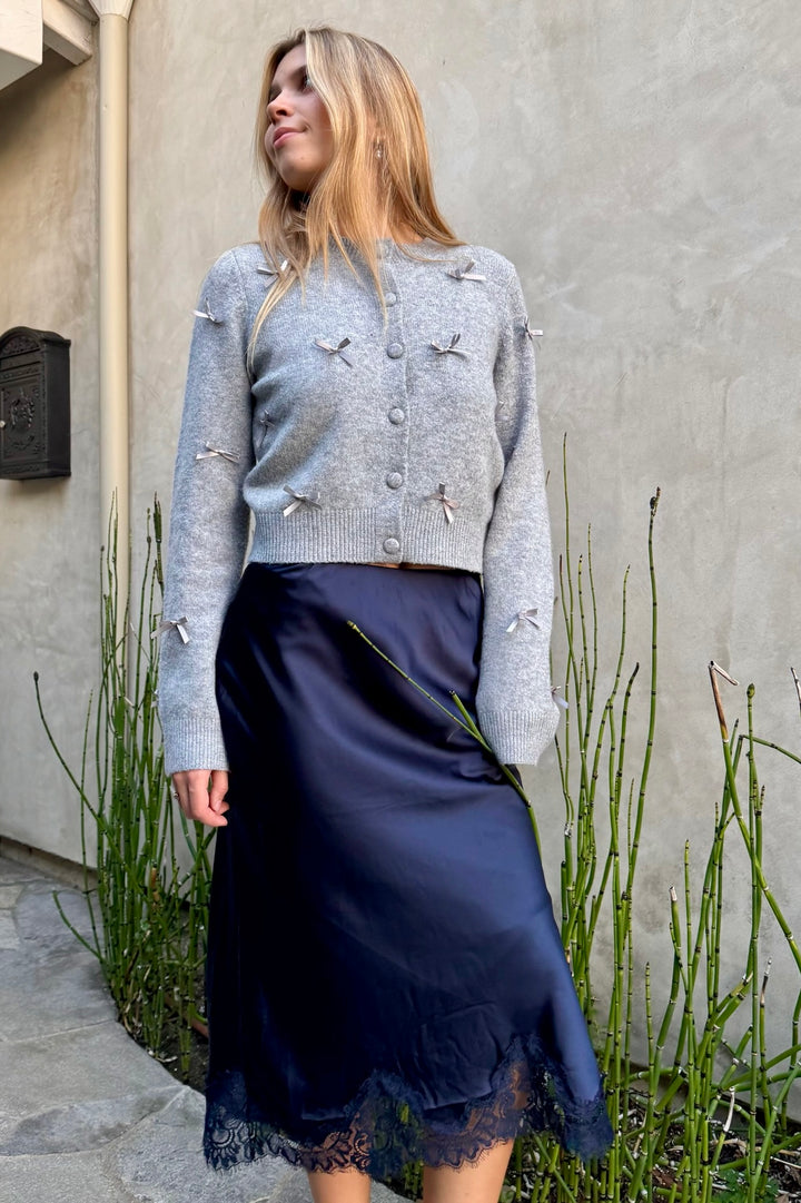 KEEN THE LABEL Geneva Lace-Trim Satin Skirt-The Shop Laguna Beach