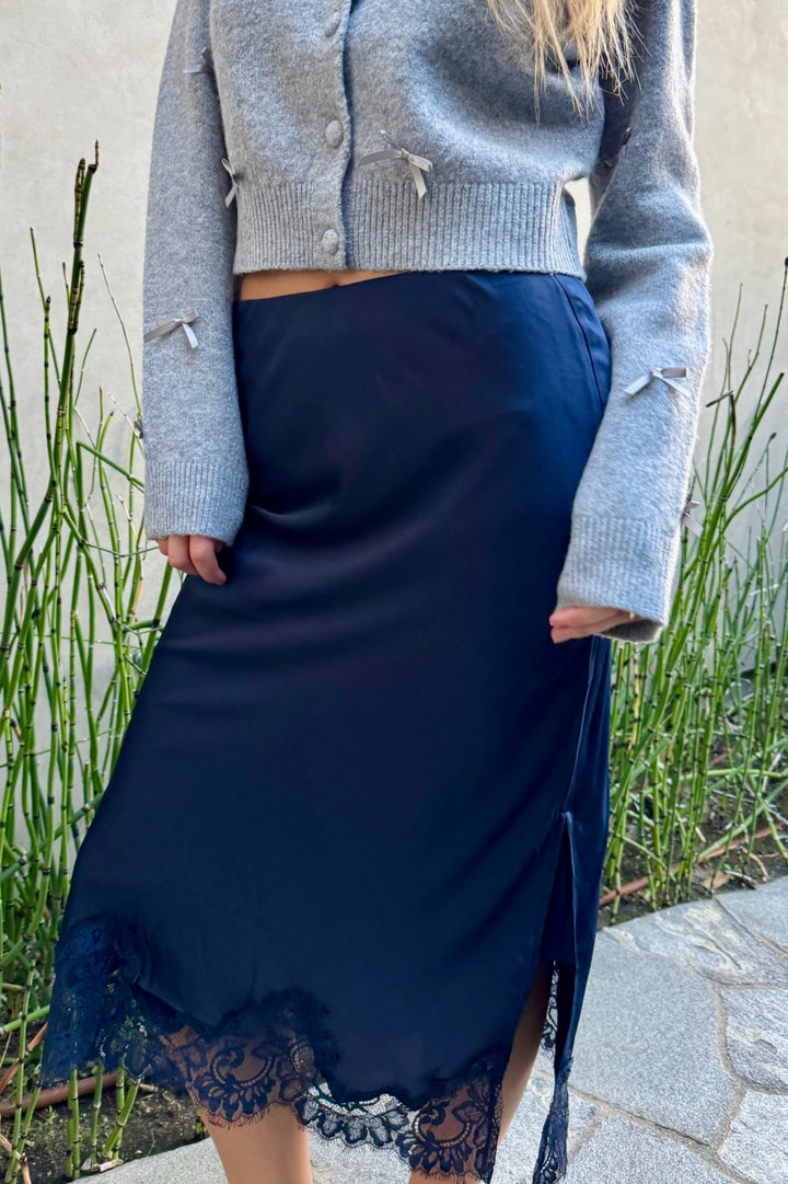 KEEN THE LABEL Geneva Lace-Trim Satin Skirt-The Shop Laguna Beach