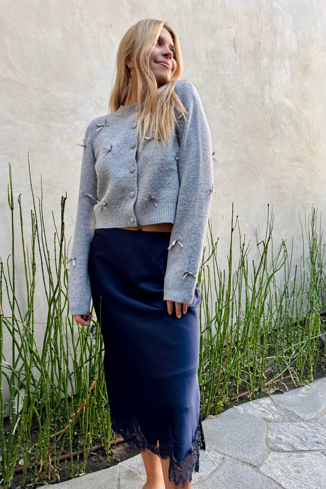 KEEN THE LABEL Geneva Lace-Trim Satin Skirt-The Shop Laguna Beach