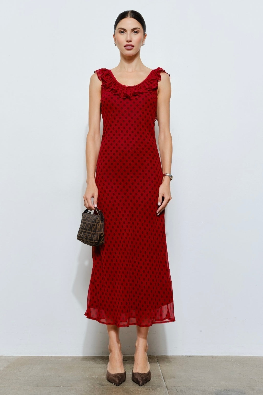 KEEN THE LABEL Imani Polka Dot Ruffle Maxi Dress-The Shop Laguna Beach