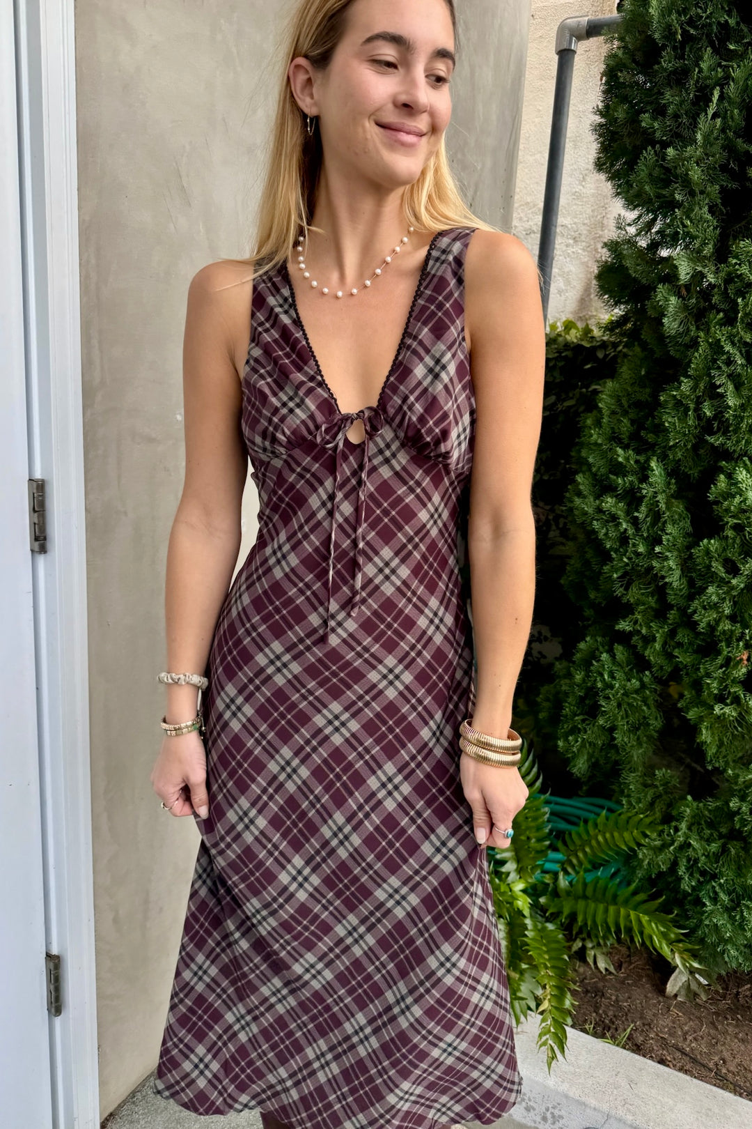 KEEN THE LABEL Kalina Plaid Maxi Dress-The Shop Laguna Beach