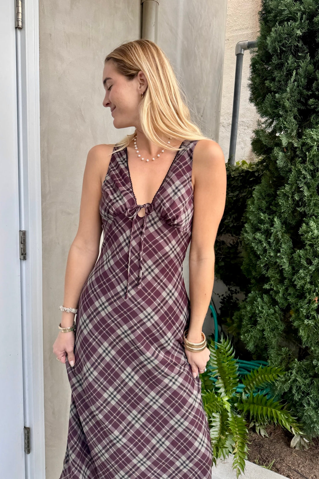 KEEN THE LABEL Kalina Plaid Maxi Dress-The Shop Laguna Beach