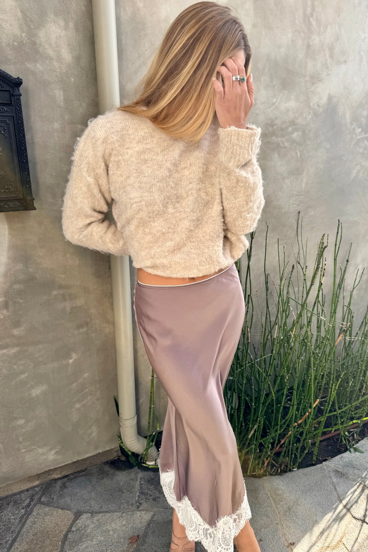 KEEN THE LABEL Fira Satin Lace Midi Skirt - More Colors Available-The Shop Laguna Beach