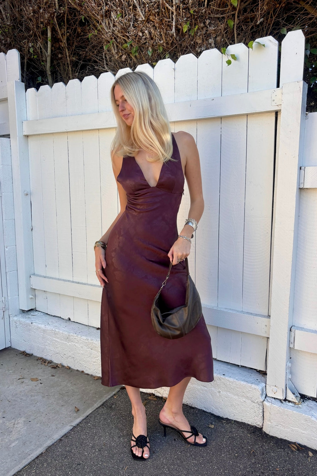 KEEN THE LABEL Edith Satin Floral Dress-The Shop Laguna Beach