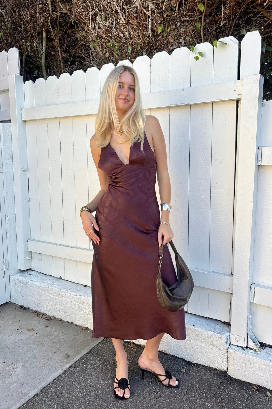 KEEN THE LABEL Edith Satin Floral Dress-The Shop Laguna Beach