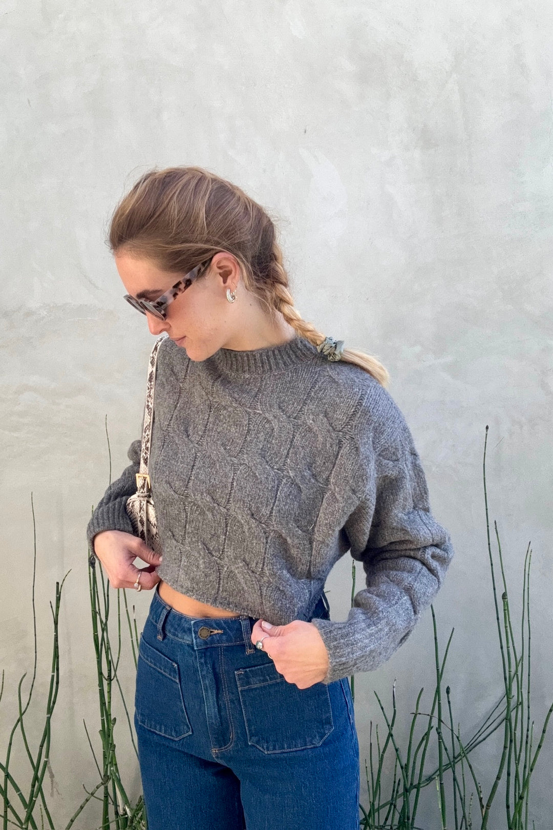 KEEN THE LABEL Remington Cableknit Crop Sweater-The Shop Laguna Beach