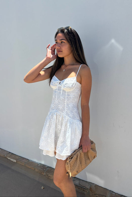 KEEN THE LABEL Chandra Eyelet Mini Dress-The Shop Laguna Beach