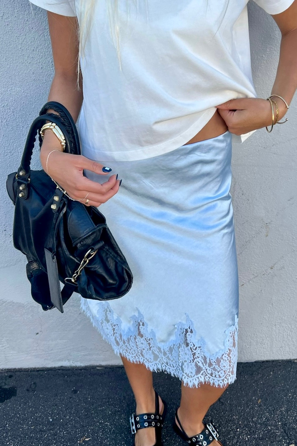 KEEN THE LABEL Nikka Satin Lace Skirt-The Shop Laguna Beach
