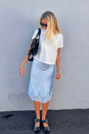 KEEN THE LABEL Nikka Satin Lace Skirt-The Shop Laguna Beach