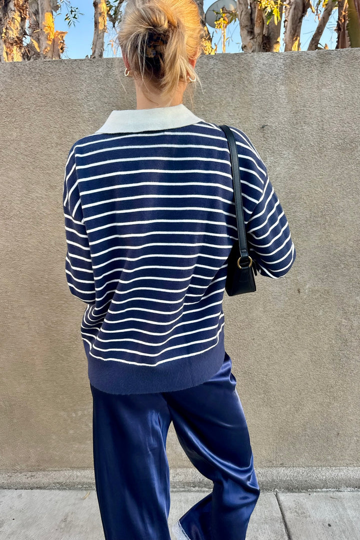 KEEN THE LABEL Alameda Polo Stripe Sweater-The Shop Laguna Beach