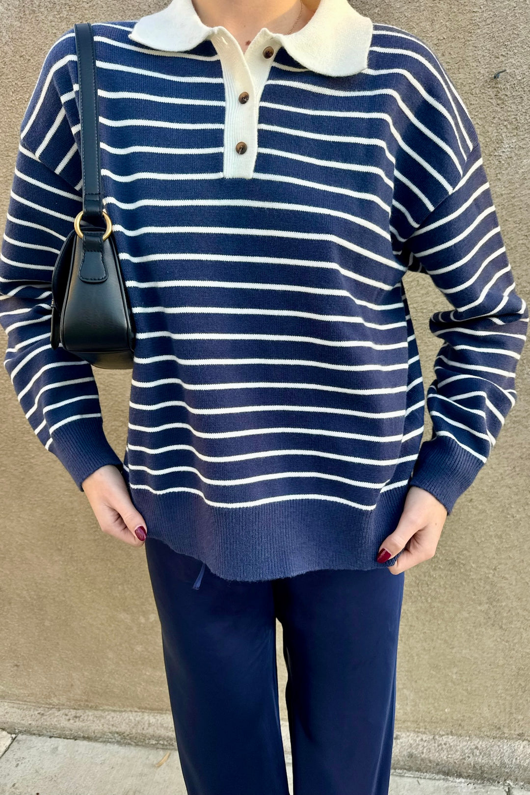 KEEN THE LABEL Alameda Polo Stripe Sweater-The Shop Laguna Beach
