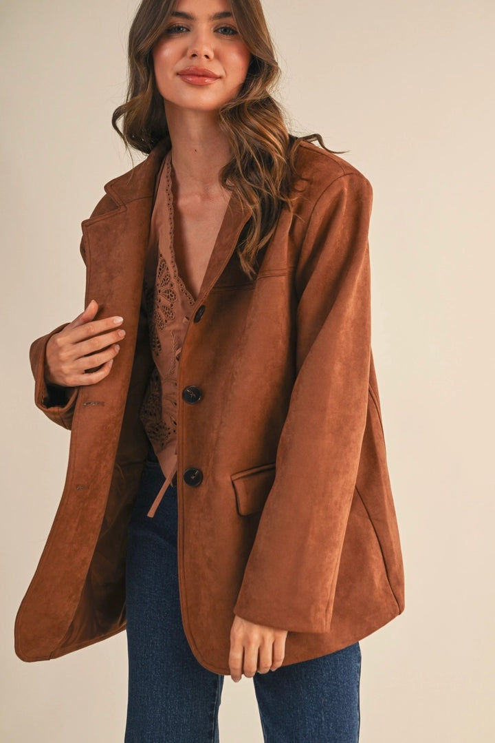 KEEN THE LABEL Harlowe Faux Suede Blazer-The Shop Laguna Beach