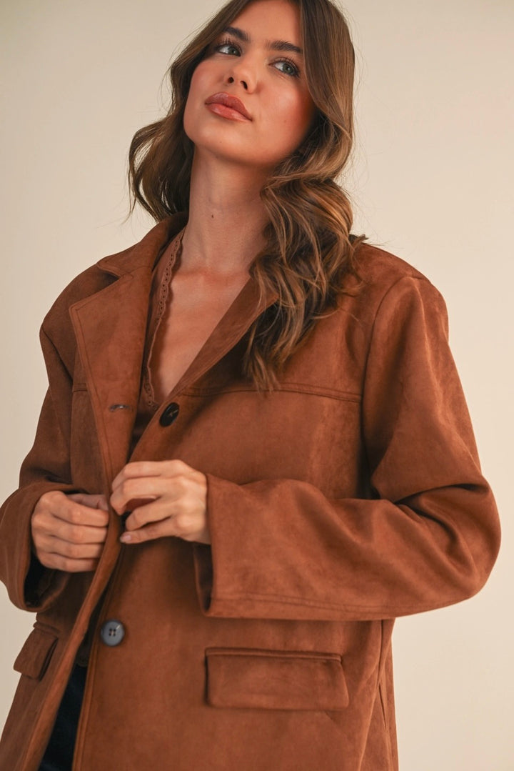 KEEN THE LABEL Harlowe Faux Suede Blazer-The Shop Laguna Beach