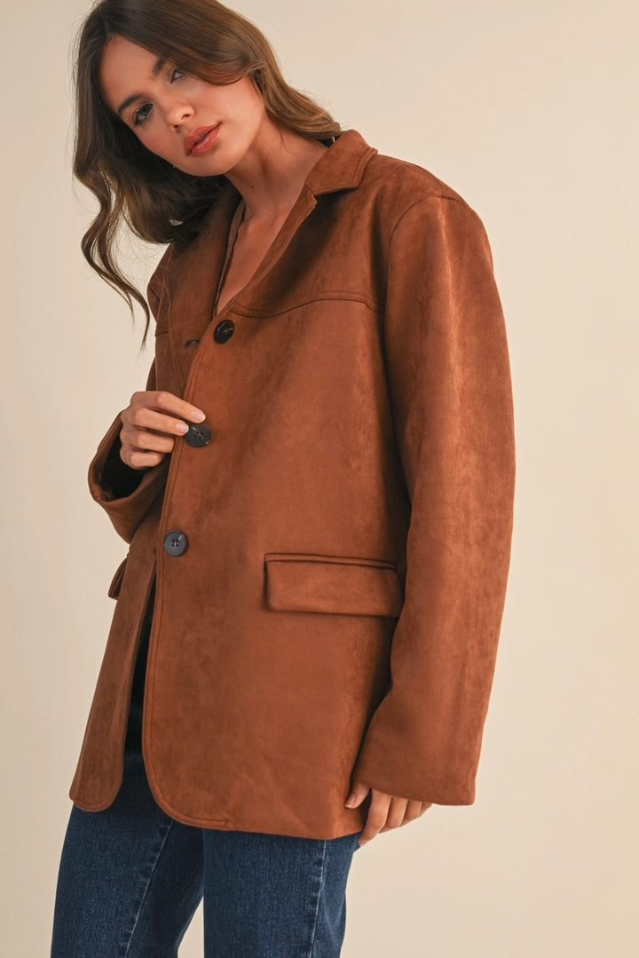 KEEN THE LABEL Harlowe Faux Suede Blazer-The Shop Laguna Beach