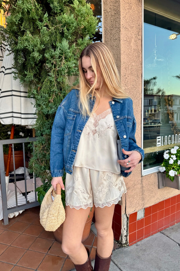 KEEN THE LABEL Eleanor Satin Lace Cami-The Shop Laguna Beach