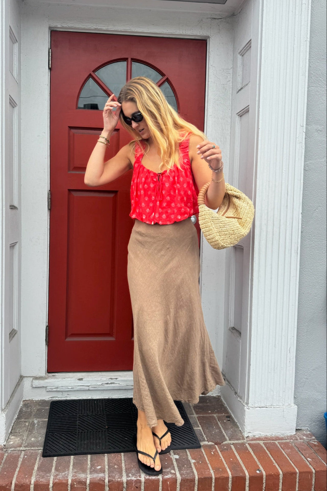KEEN THE LABEL Yara Linen Midi Skirt-The Shop Laguna Beach