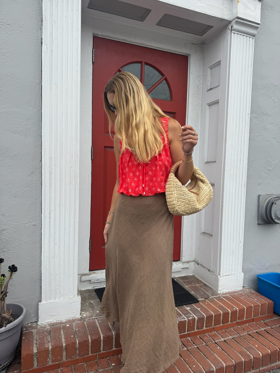 KEEN THE LABEL Yara Linen Midi Skirt-The Shop Laguna Beach